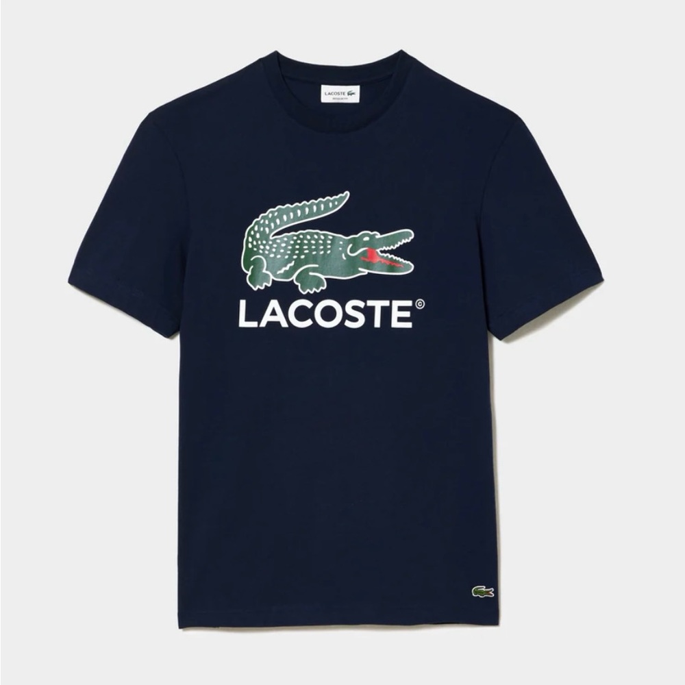 LACOSTE Signature Print Cotton T-shirt, Size M *New*